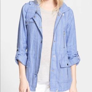 Joie $395 Barker A Stripe Linen Jacket (No Hood) M